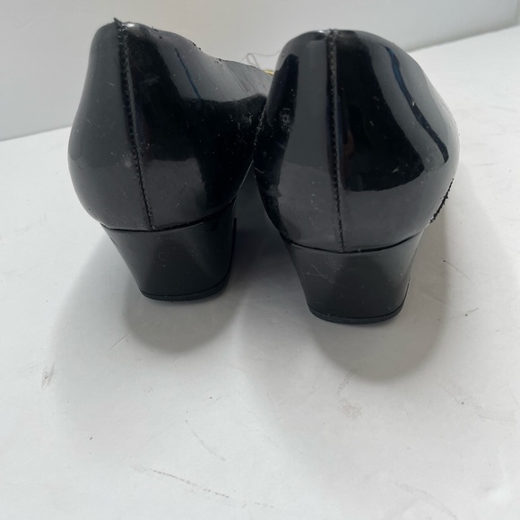 Prada Square Toe Low Heel Black Patent Leather Women Shoe Size 40 Us 10 - Picture 6 of 10